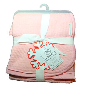 Honest Baby Clothing Pink Baby Girl 100% Cotton Receiving Blanket 32X32 NEW!